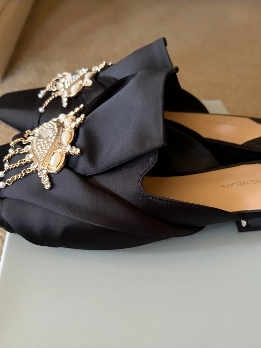ANTONIO MELANI Black Embellished Mule Slides NWT NEW NEVER WORN SIZE 10 - Picture 3 of 6